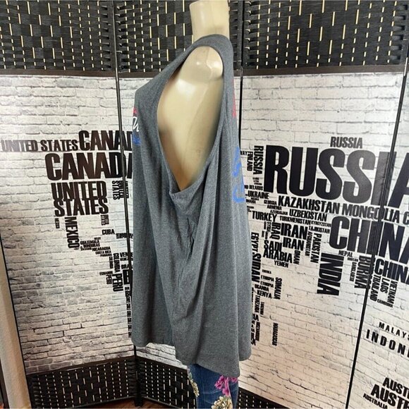 Torrid Plus 6 Heather Gray Lace-Up V- Neck Cocktail Statement Cotton Tank Top - Picture 4 of 6